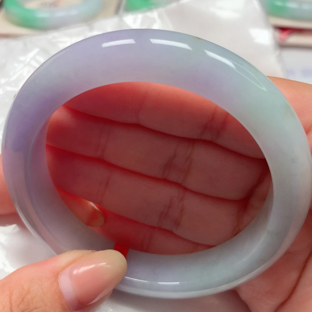 翡翠未镶嵌手镯32冰胶春彩洒金三彩镯