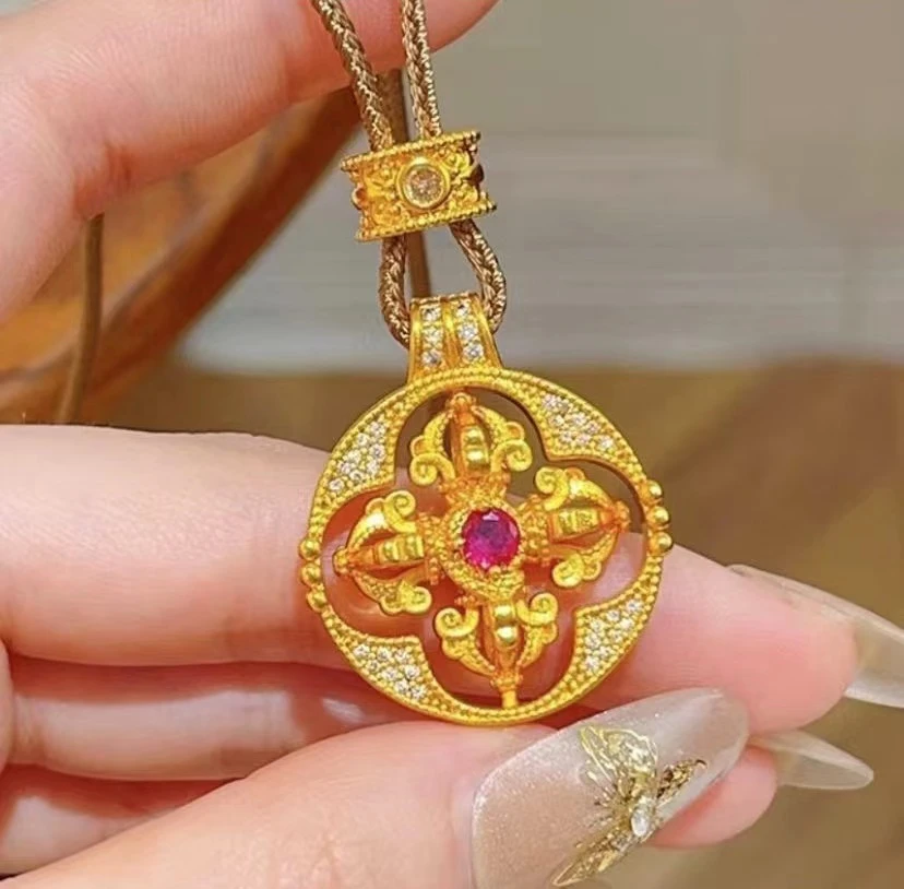 镀金喜庆婚礼饰品真金色手链项链配珠保色古法宽松点钻吊坠珐琅彩