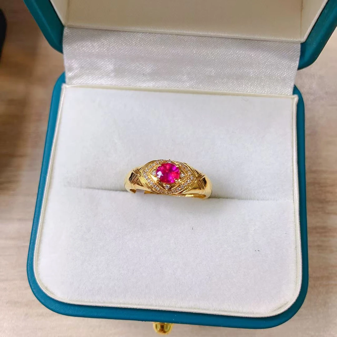 18K金红宝石戒指，主石约：0.6ct，-E23362