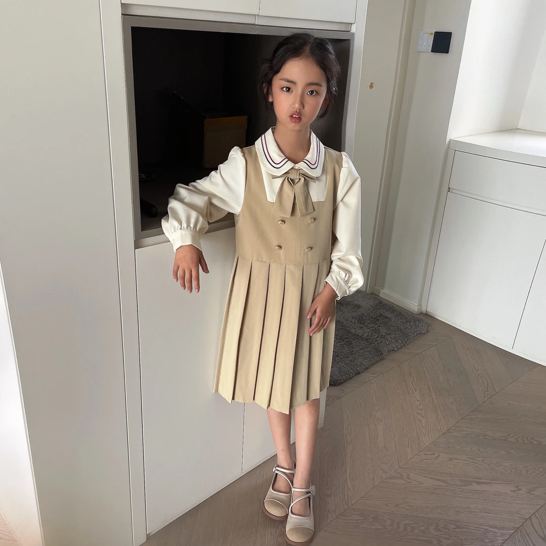 春季新款儿童时尚长袖jk两件套套装S1069洋气春秋秋季宝宝连衣裙