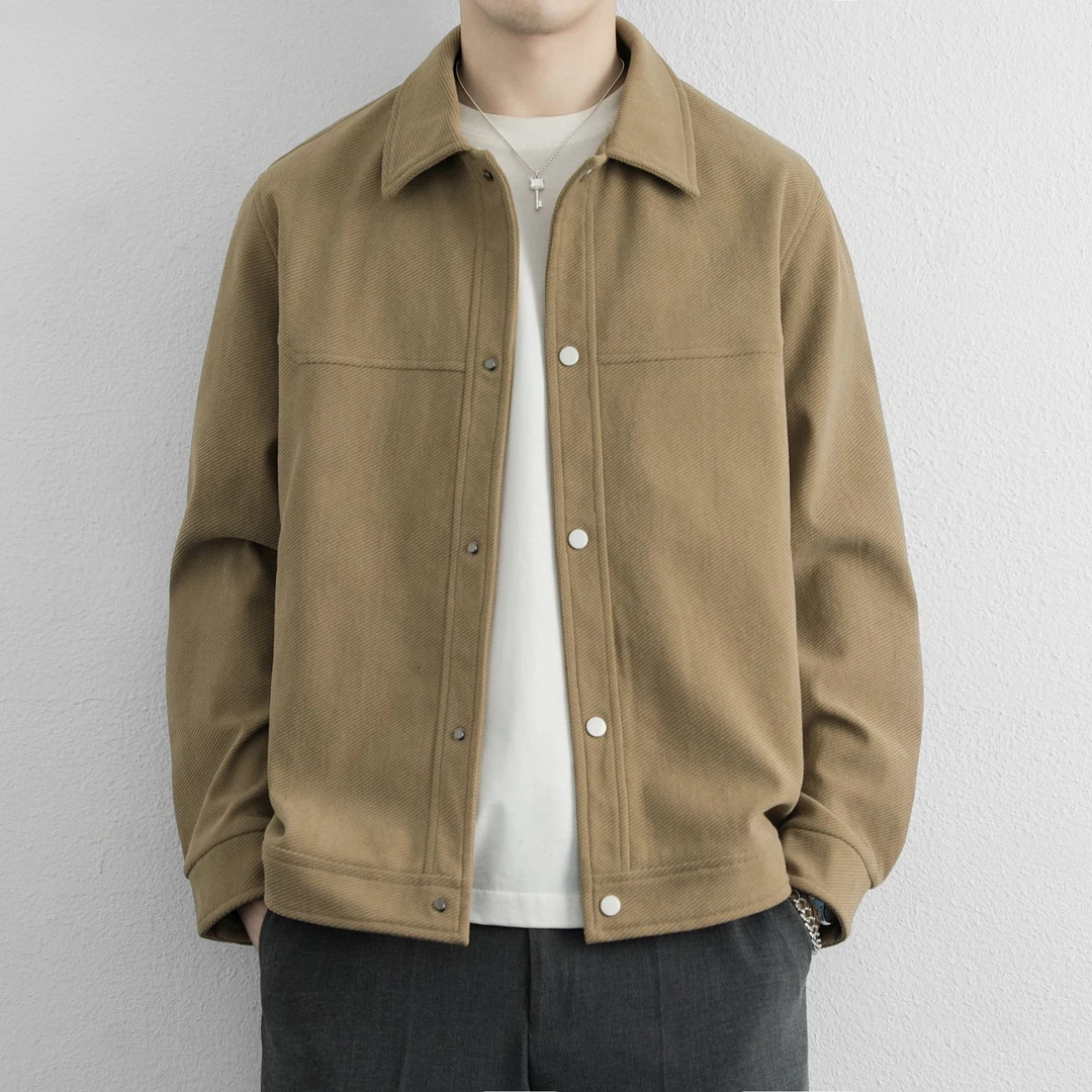 秋冬新款复古老钱风男士保暖外套美式潮牌翻领宽松百搭大码夹克