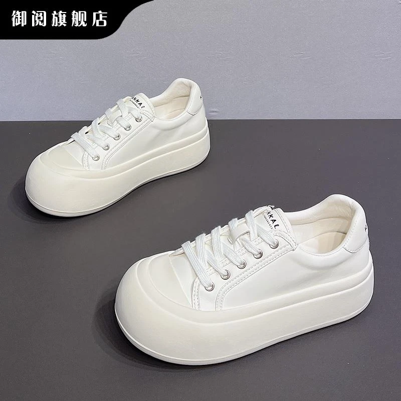 御阅大头面包鞋女2025新款厚底软面舒适小白鞋休闲百搭洋气板鞋