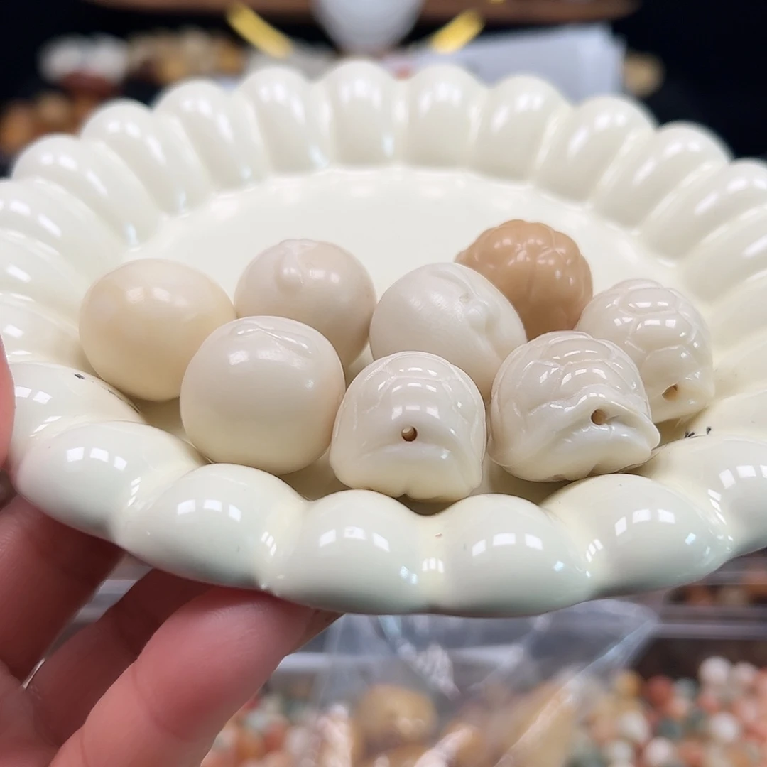 菩提根/象牙果手串瑕疵混8颗孔道有裂3号