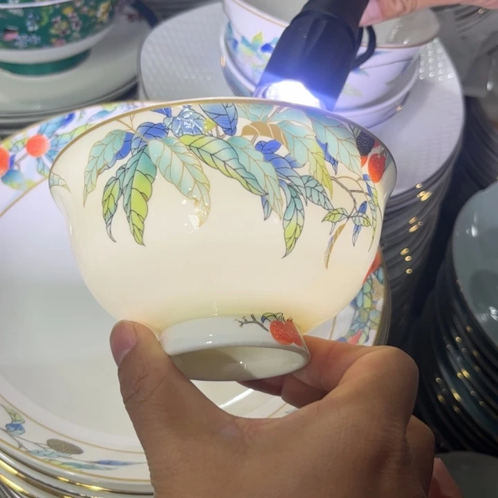 瓷片荔枝高脚腕十个高骨瓷4.5