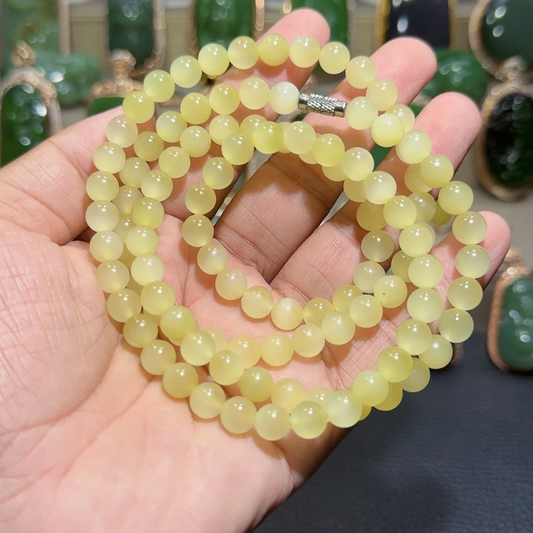 未镶嵌和田玉（黄玉）手链桃***J