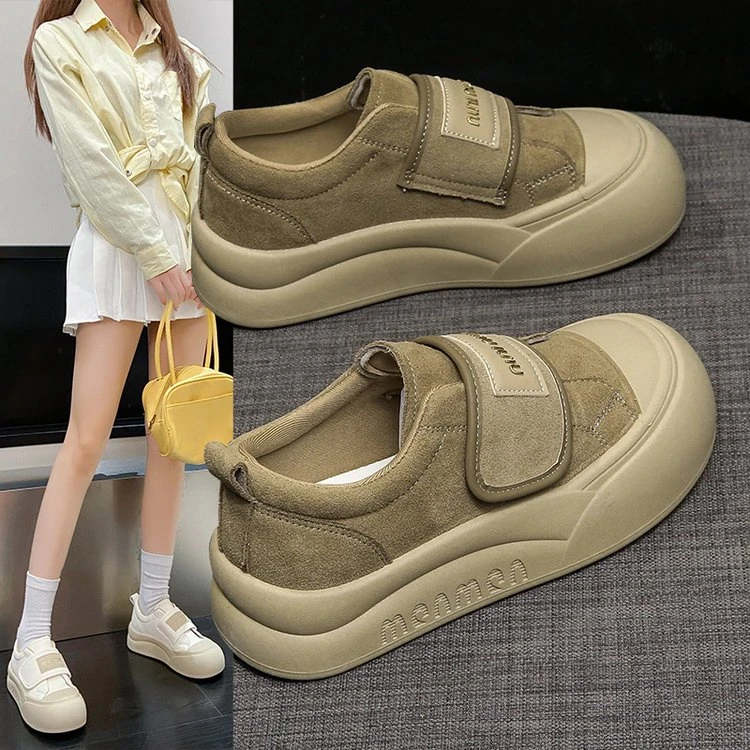 爆款圆头系带拼色厚底小白鞋女2025春季新款韩版学生运动休闲板鞋