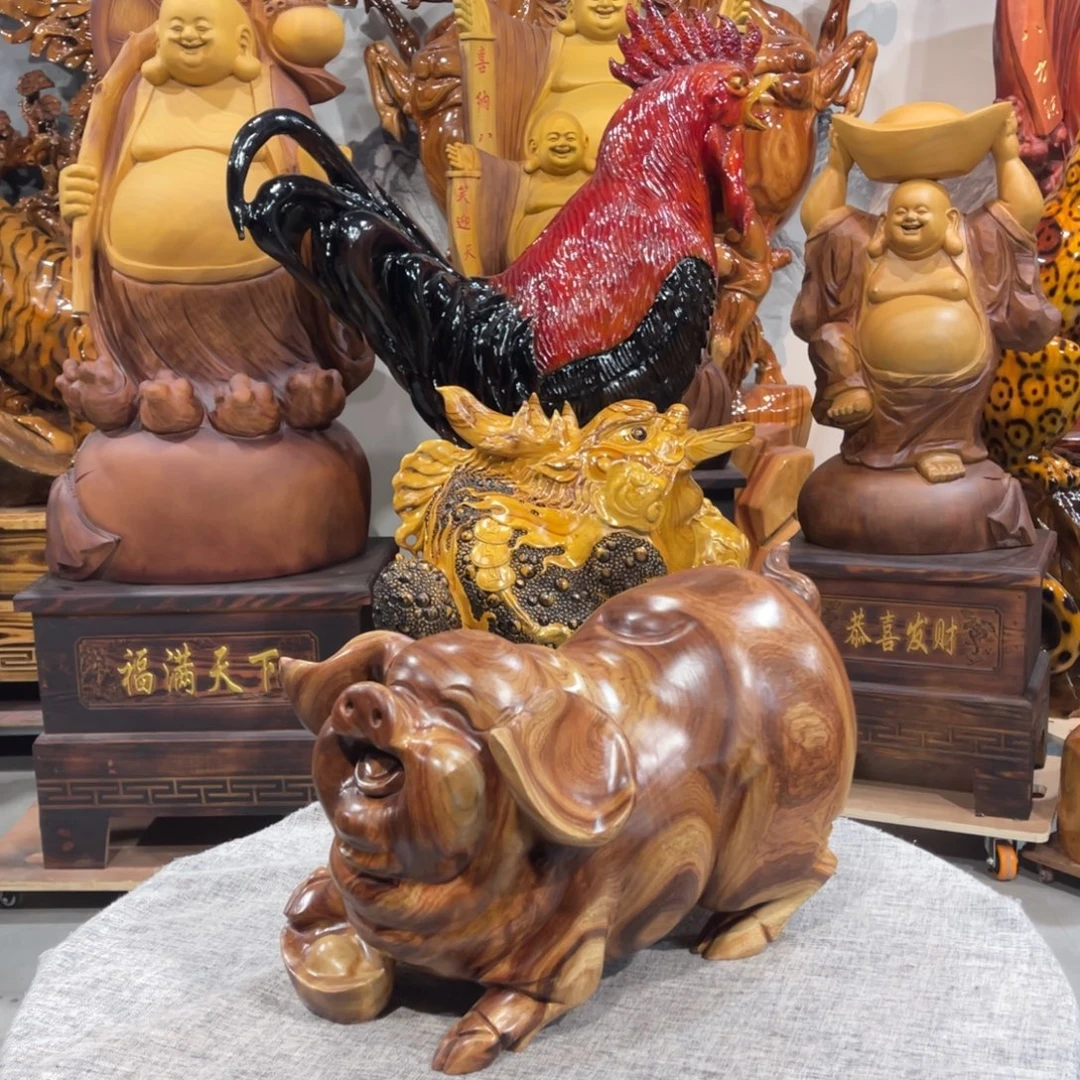 高***好香樟木香樟木手工雕刻福猪