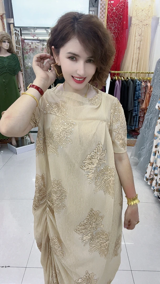 MODA KIZ 夏季新款减龄宽松显瘦圆领欧若风高贵气质连衣裙