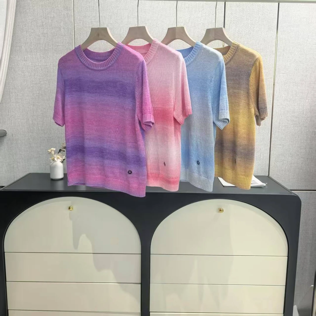 木子家 I 99014【塞纳旋律】渐变晕染  进口和纸纱短袖