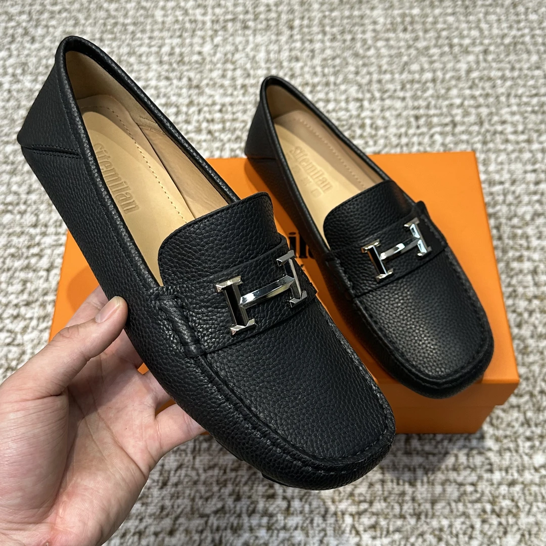 男士轻奢休闲豆豆鞋舒适透气新款乐福鞋百搭一脚蹬乐福男鞋真皮