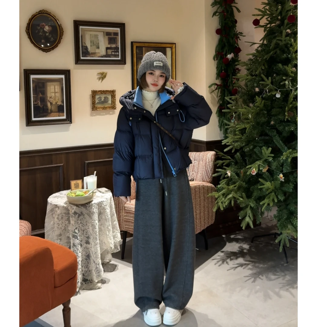 MY【泡芙小龟背】新国标90白鸭绒冬季新款韩系设计感领口撞色羽绒服