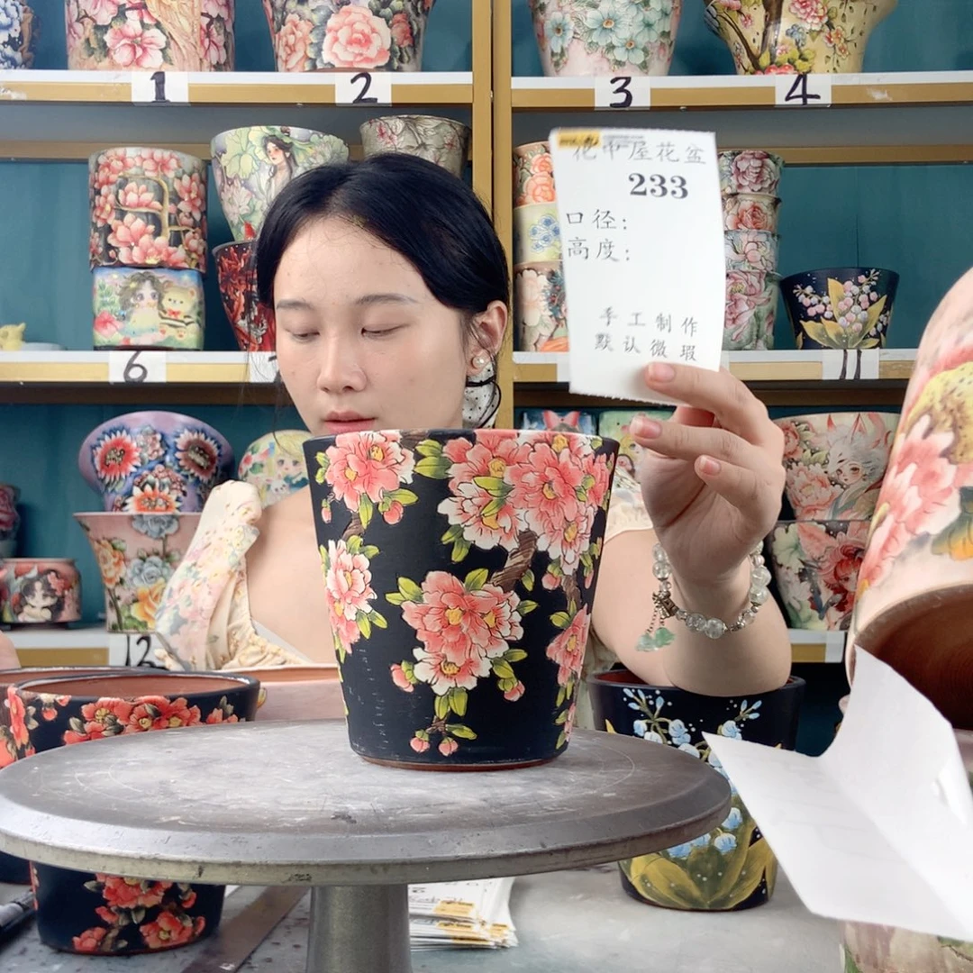香***兰景德镇手工花盆233
