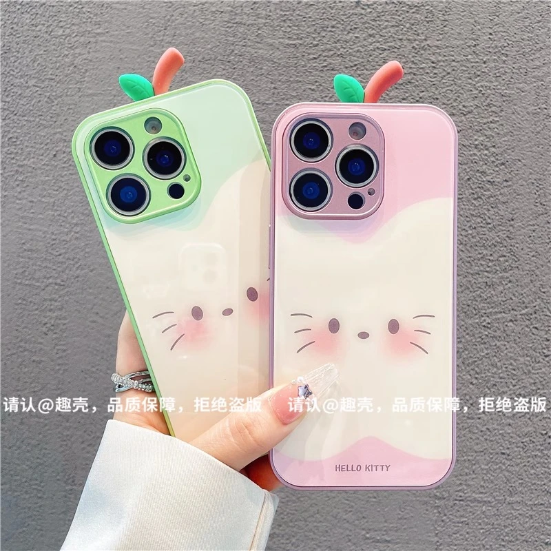 苹果猫咪表情适用苹果16金属漆玻璃手机壳华为vivo新款小米15oppo