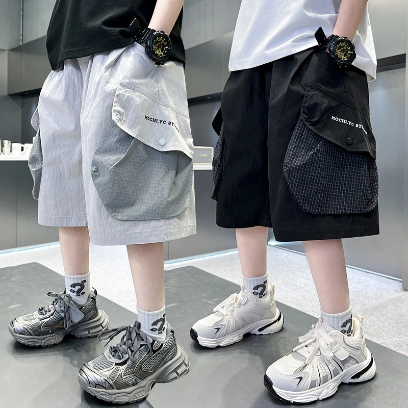 男童夏季工装裤2025新款儿童装中大童裤子宽松工装短裤潮牌洋气68