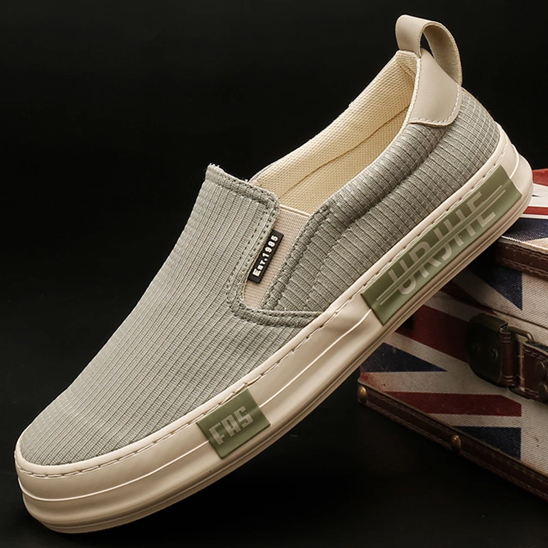 25142 男鞋春季低帮百搭休闲鞋子春秋帆布鞋一脚蹬男士透气懒人鞋