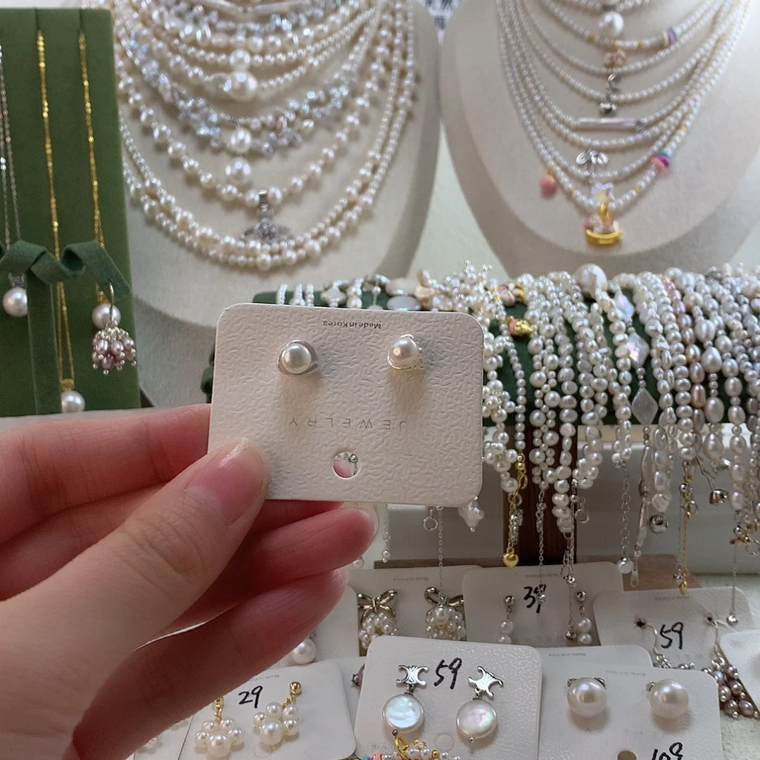 银S925镶嵌耳饰淡水珍珠