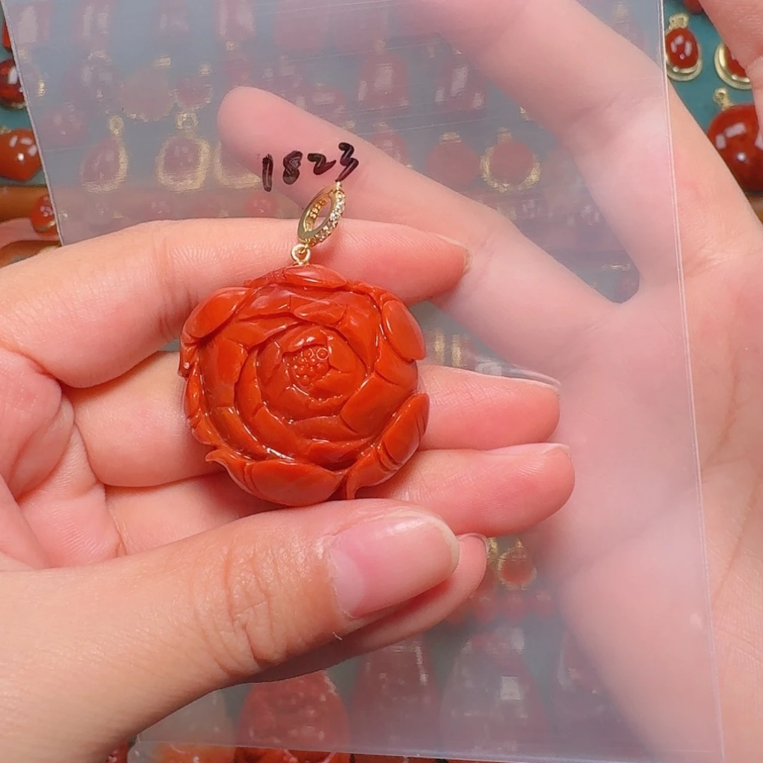 南红玛瑙银S925镶嵌吊坠