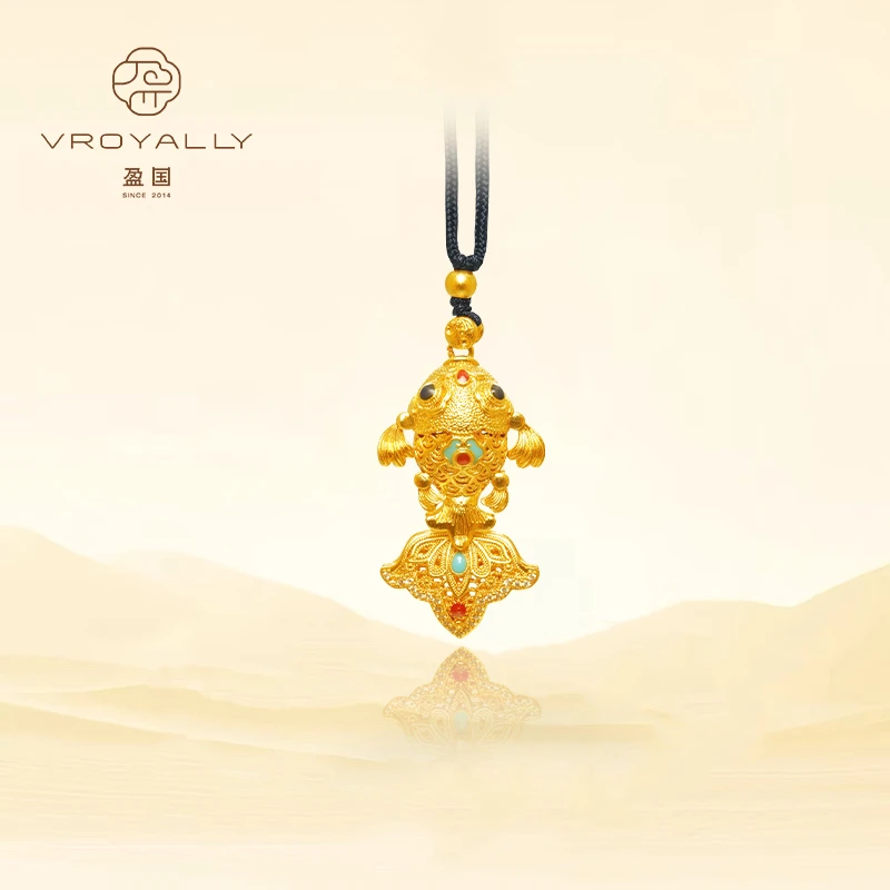 铜合金吊坠 【逐浪金鲤】VROYALLY/盈国镶钻转运进财坠