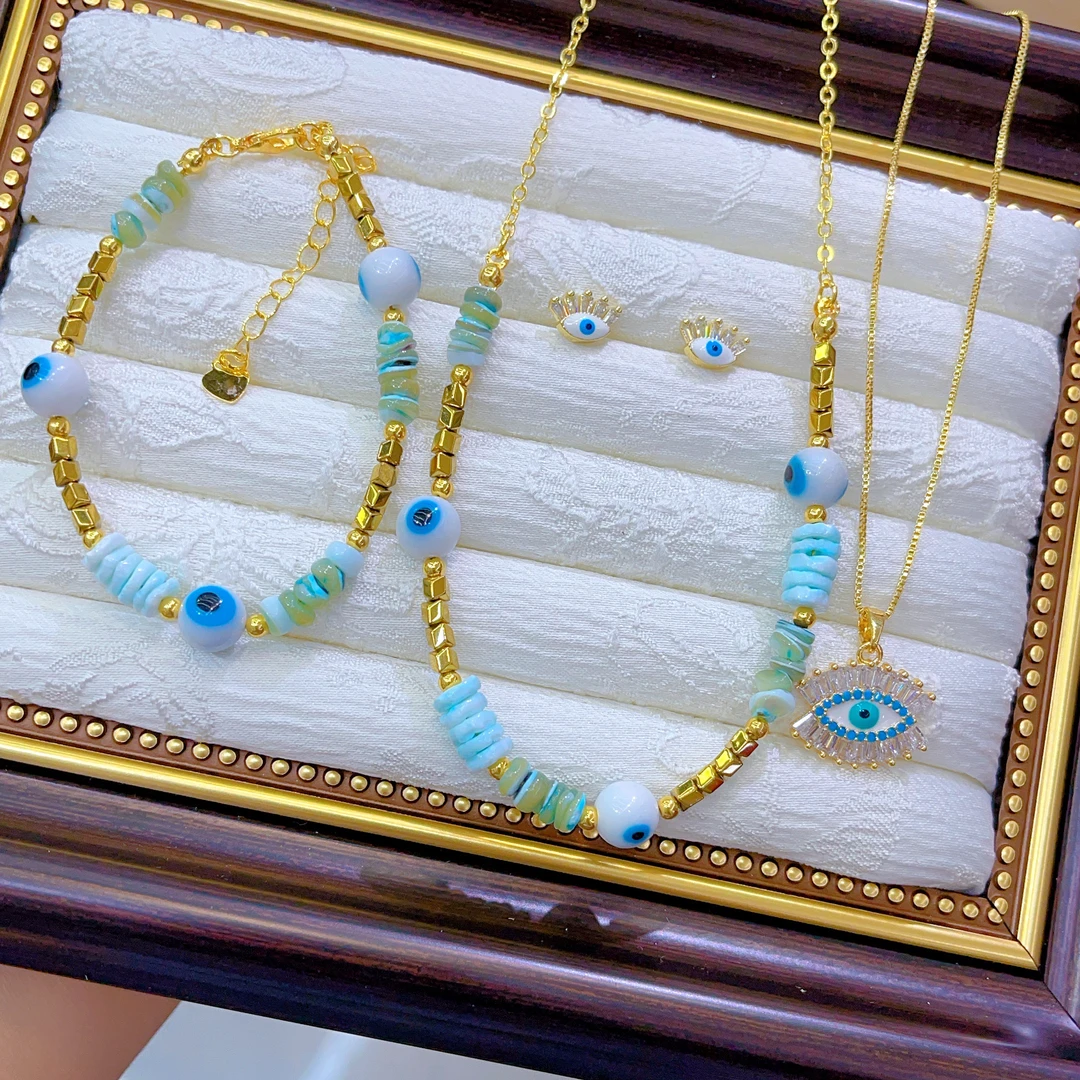 钛钢项链 1807新款四件套首饰耳环项链戒指爆款白搭时尚金色