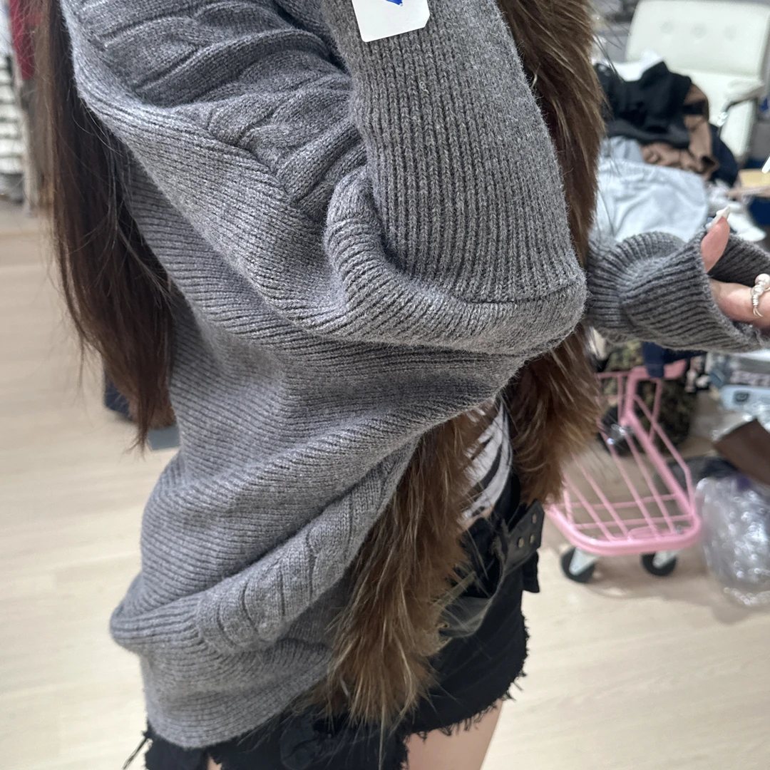春季冬季套头款针织翻领毛针织衫休闲针织衫时尚百搭