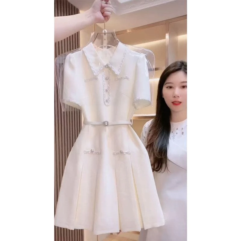 法式小香风连衣裙女夏季高级感收腰新款名媛气质小个子韩版裙子女