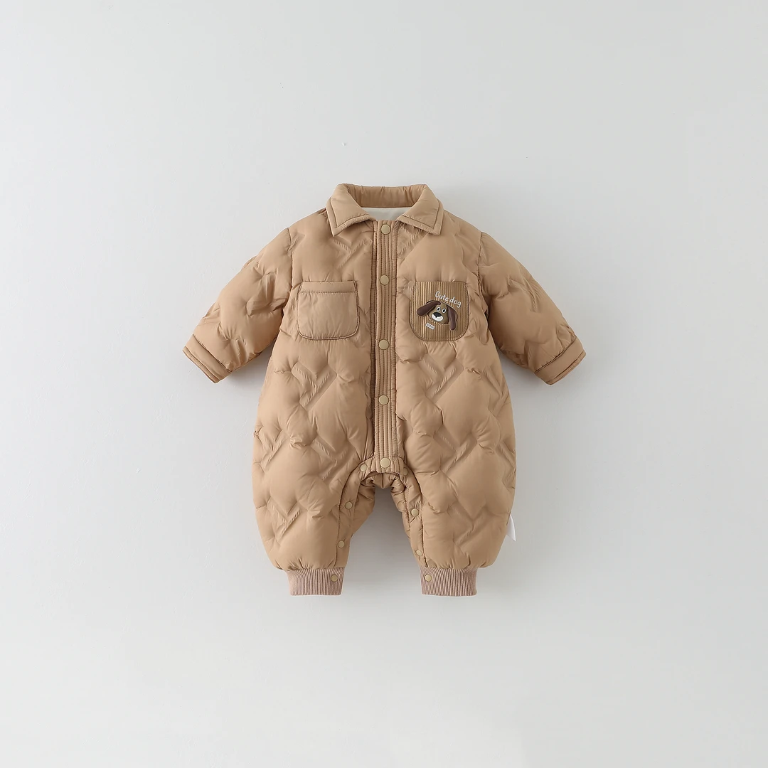 冬季新款婴幼儿羽绒保暖连身衣宝宝可爱羽绒外出衣服儿童冬天哈衣