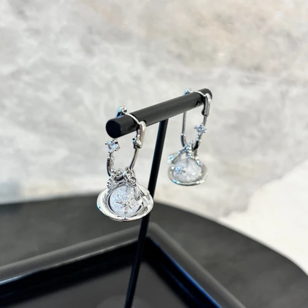 铜合金合成锆石耳饰 星球星芒耳环EH3444