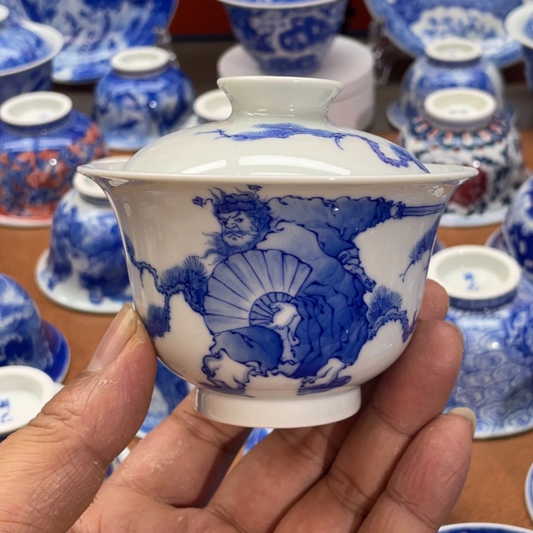 陶月楼 柴窑 钟馗盖碗