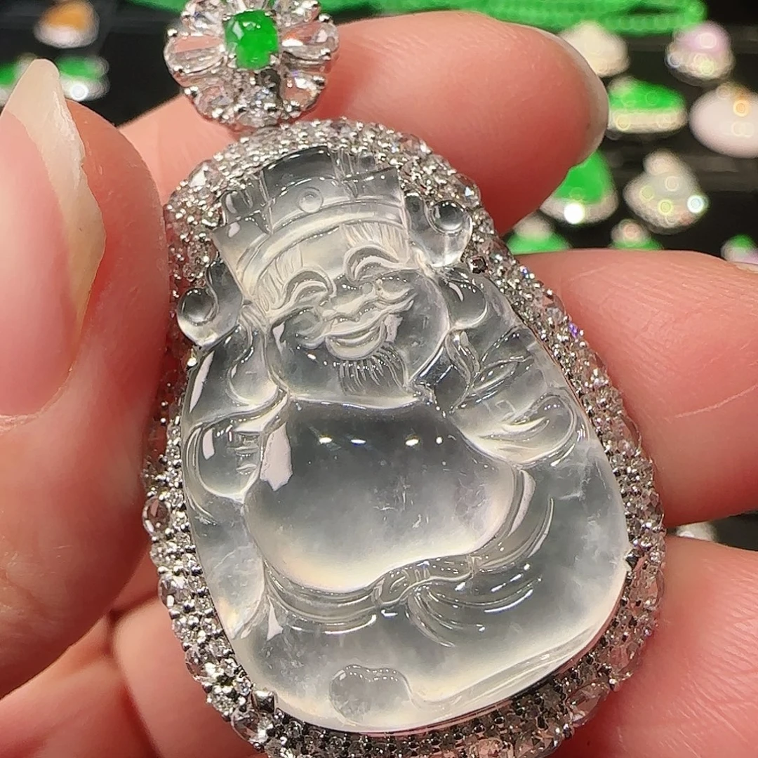 翡翠18K金镶嵌吊坠(赠链)