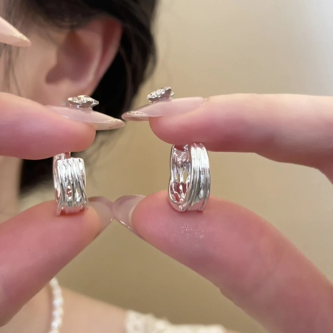 合金耳饰 简约多层线条耳圈耳环女冷淡风质感耳扣ins小众百搭耳饰