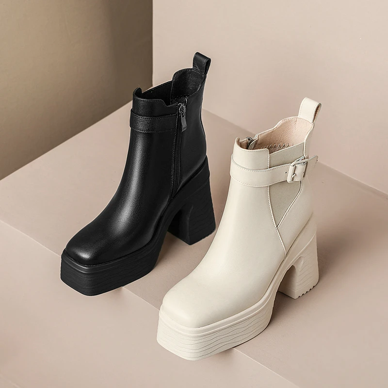 11cm小个子厚底增高短靴女粗跟马丁靴女显瘦骑士烟筒靴A7-7