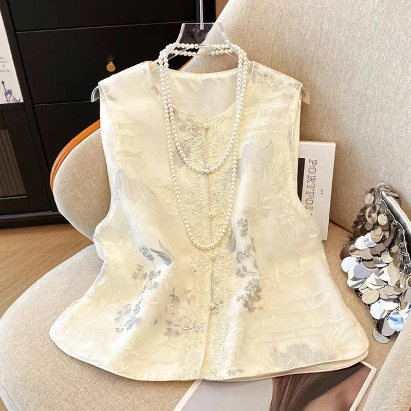 （运费补贴）新中式国风夏季网纱刺绣马甲