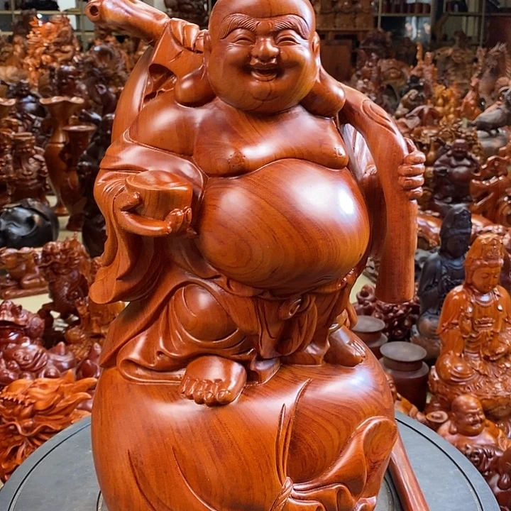 小巴花梨木弥勒笑佛40 公分