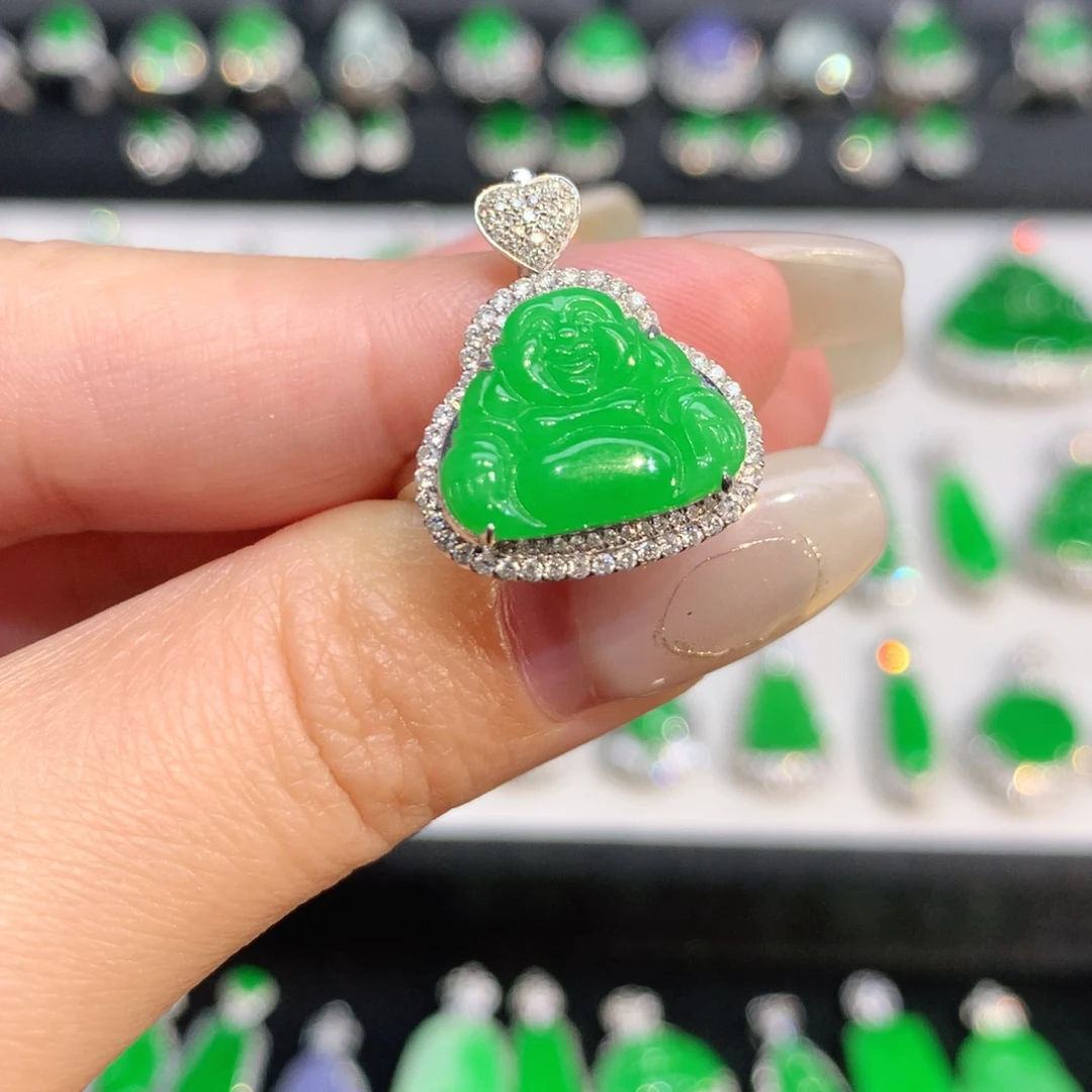 翡翠18K金镶嵌戒指2用款