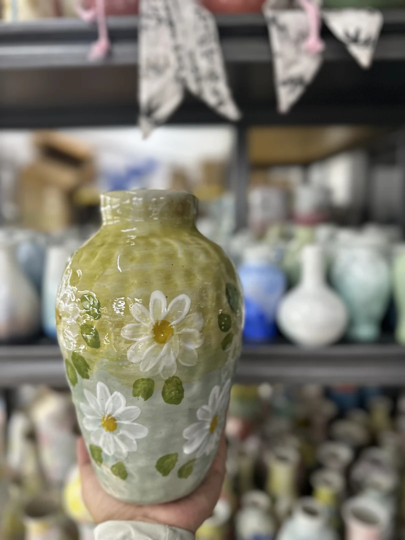 视频同款大花瓶田园风小清新陶瓷花瓶客厅桌面装饰摆件小蔡一碟