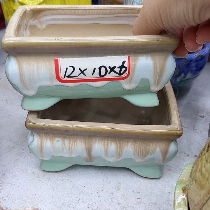 多肉绿植陶瓷花盆9.9包邮，有孔