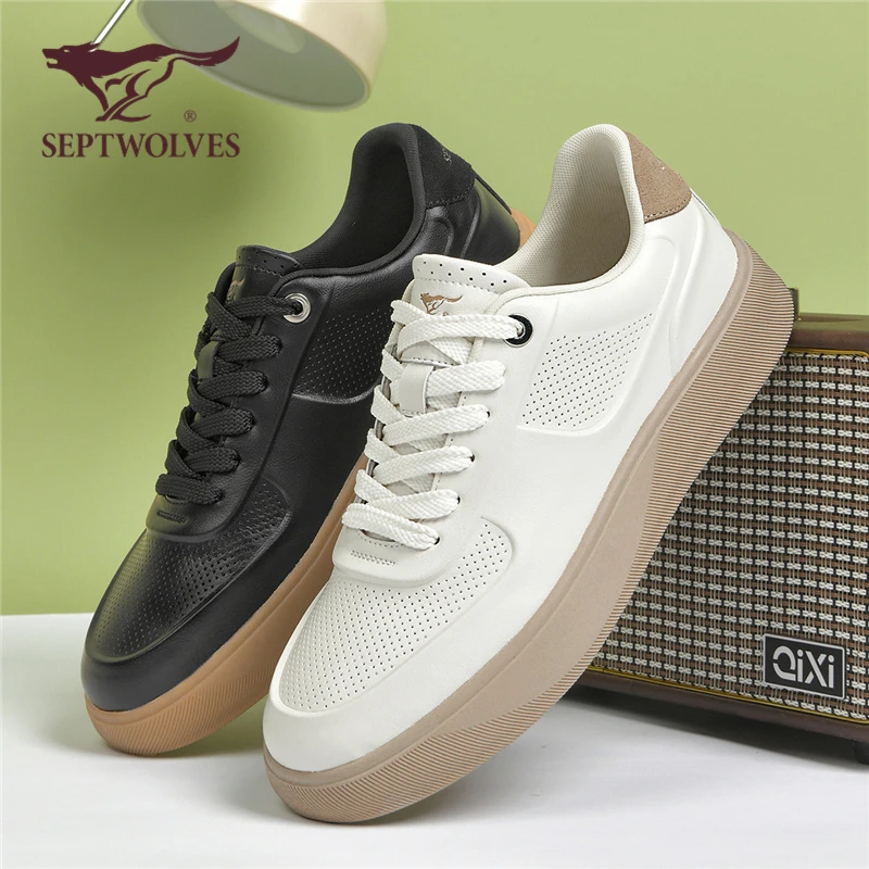 七匹狼官方正品男鞋春秋百搭轻薄休闲板鞋男士防滑耐磨时尚小白鞋