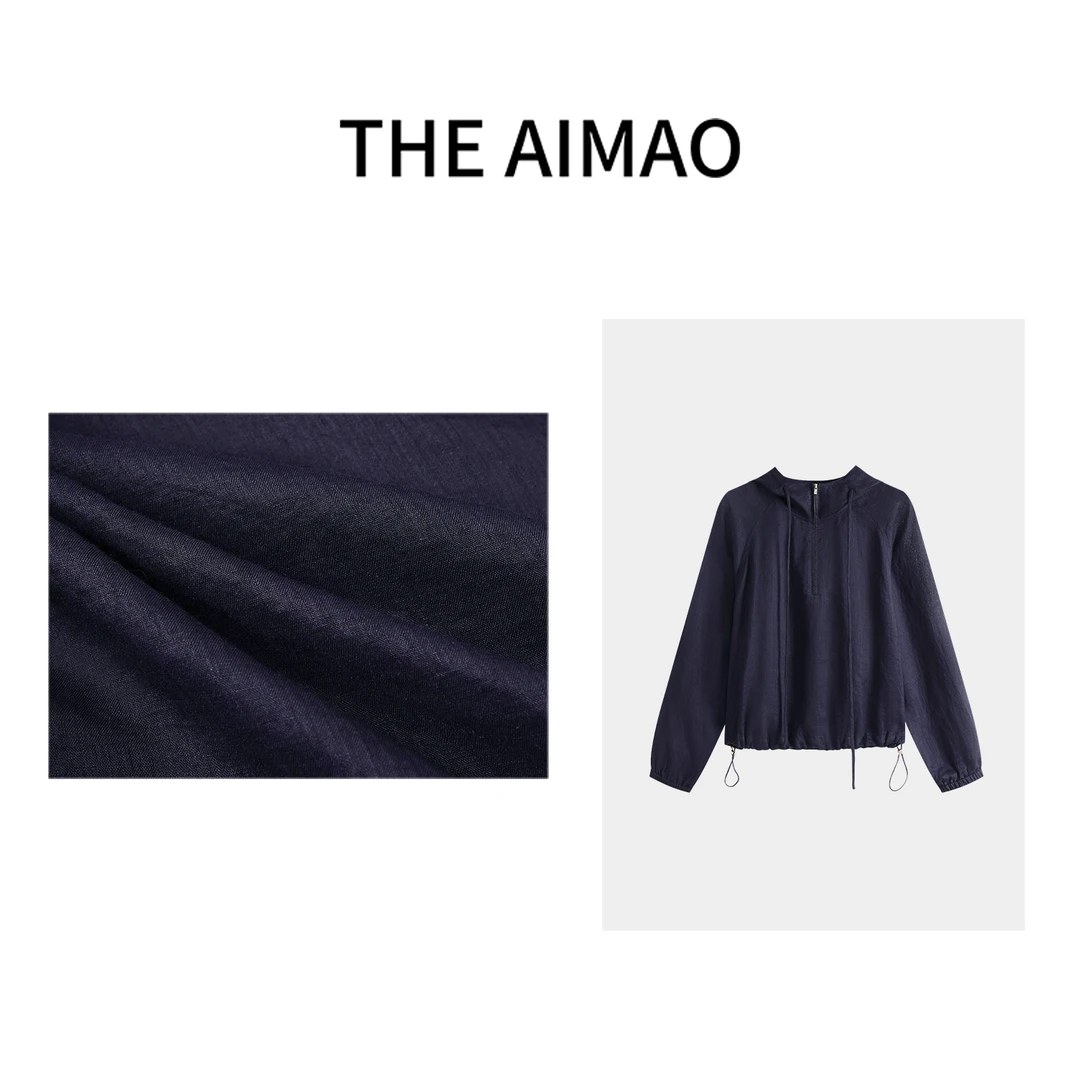 【THE AIMAO】”吸氧衫“定纺100%苎麻轻薄防晒透气连帽衫XYX82053