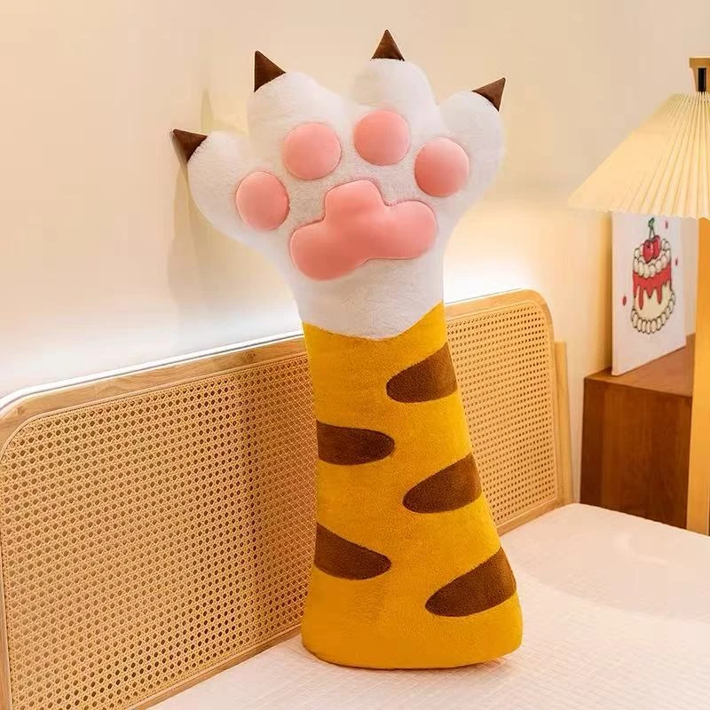 猫爪棕色70厘米毛绒玩具公仔睡觉抱枕长条可爱布娃娃