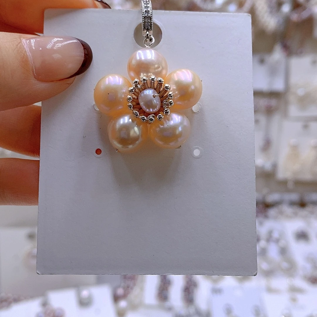 银S925镶嵌耳饰淡水珍珠