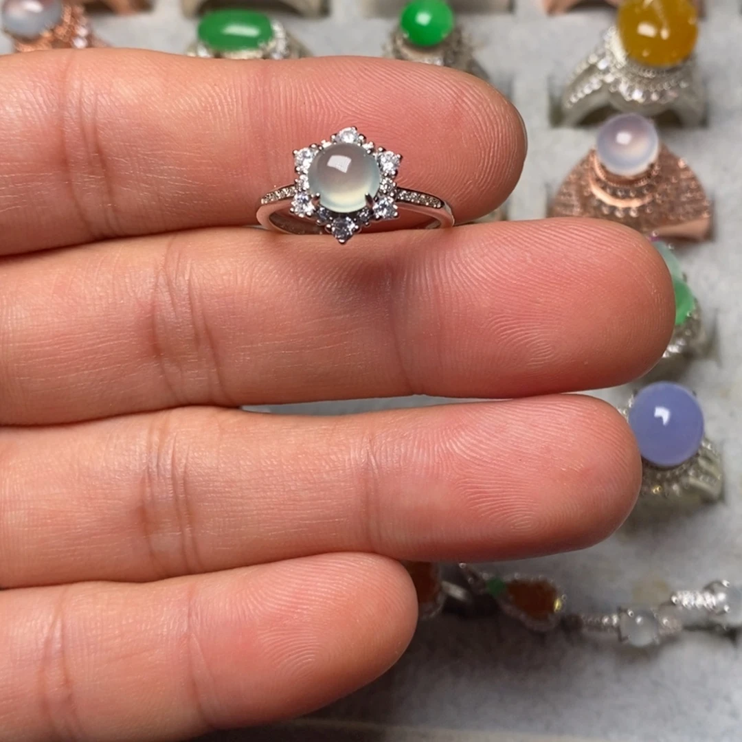 翡翠银S925镶嵌戒指