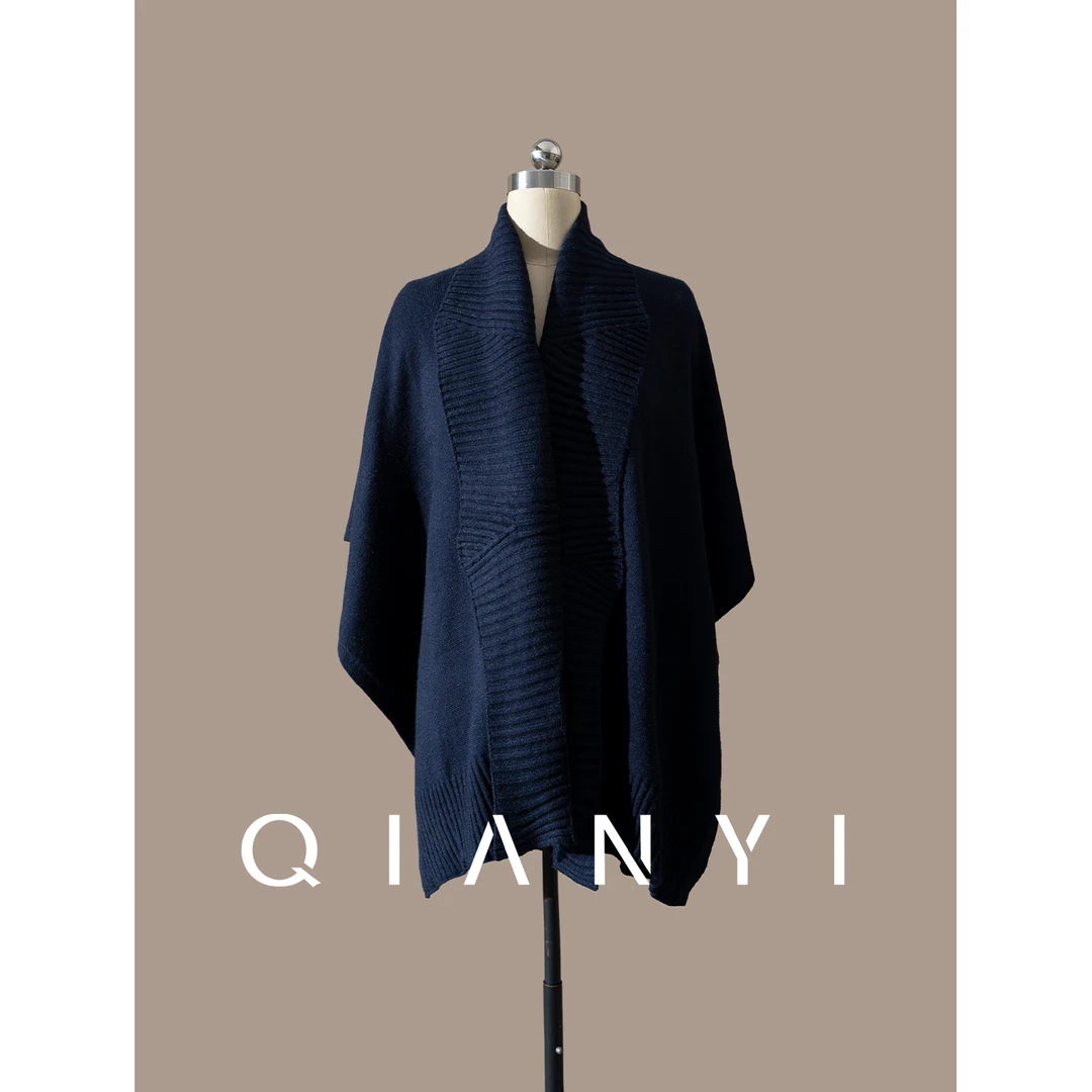 纤屹2025秋季新款气质百搭叠穿神器时尚休闲针织大披肩女装