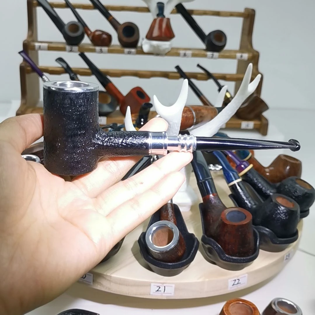 图*乐石楠木黑喷砂锤子烟斗