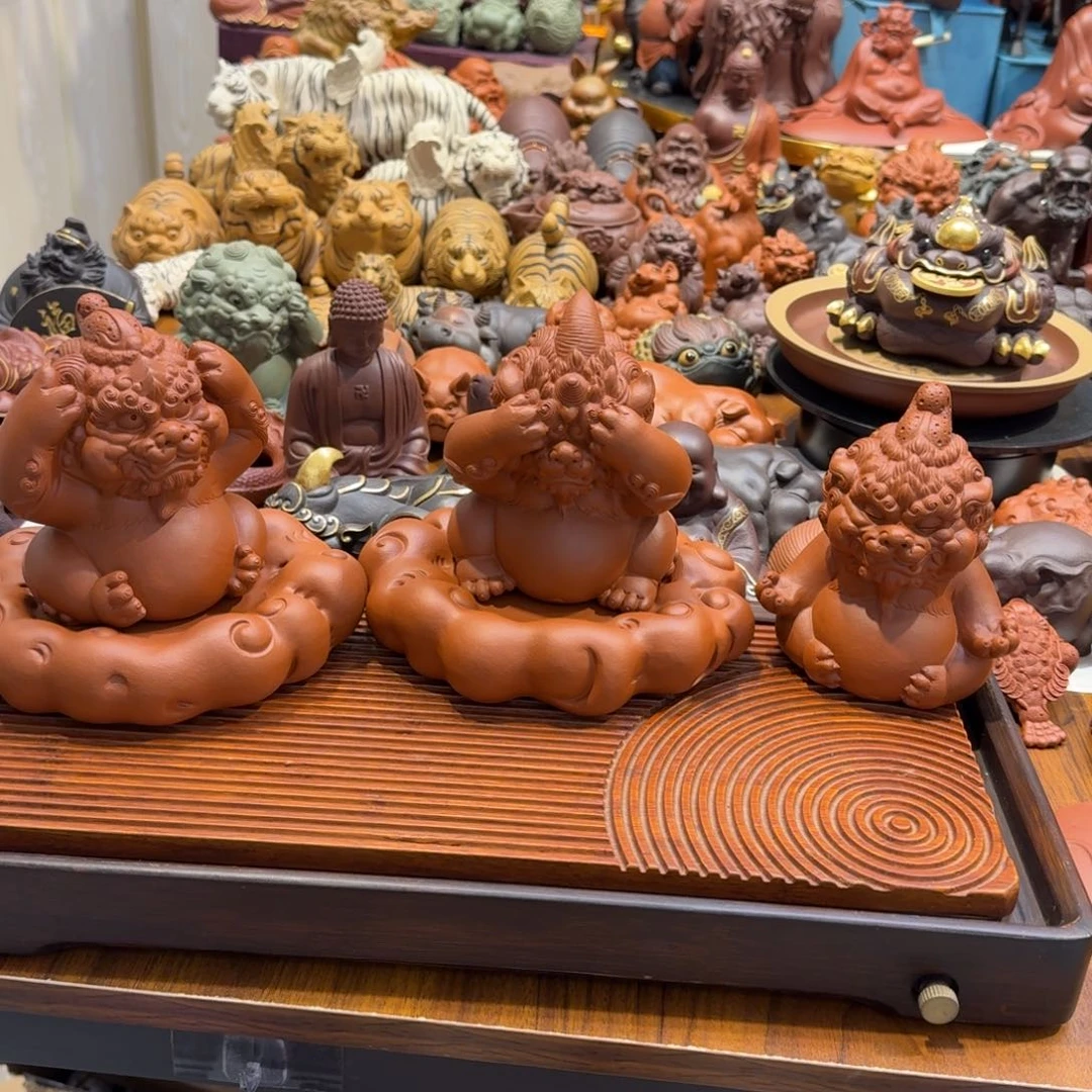 文***武茶宠紫砂不听不看不说三套