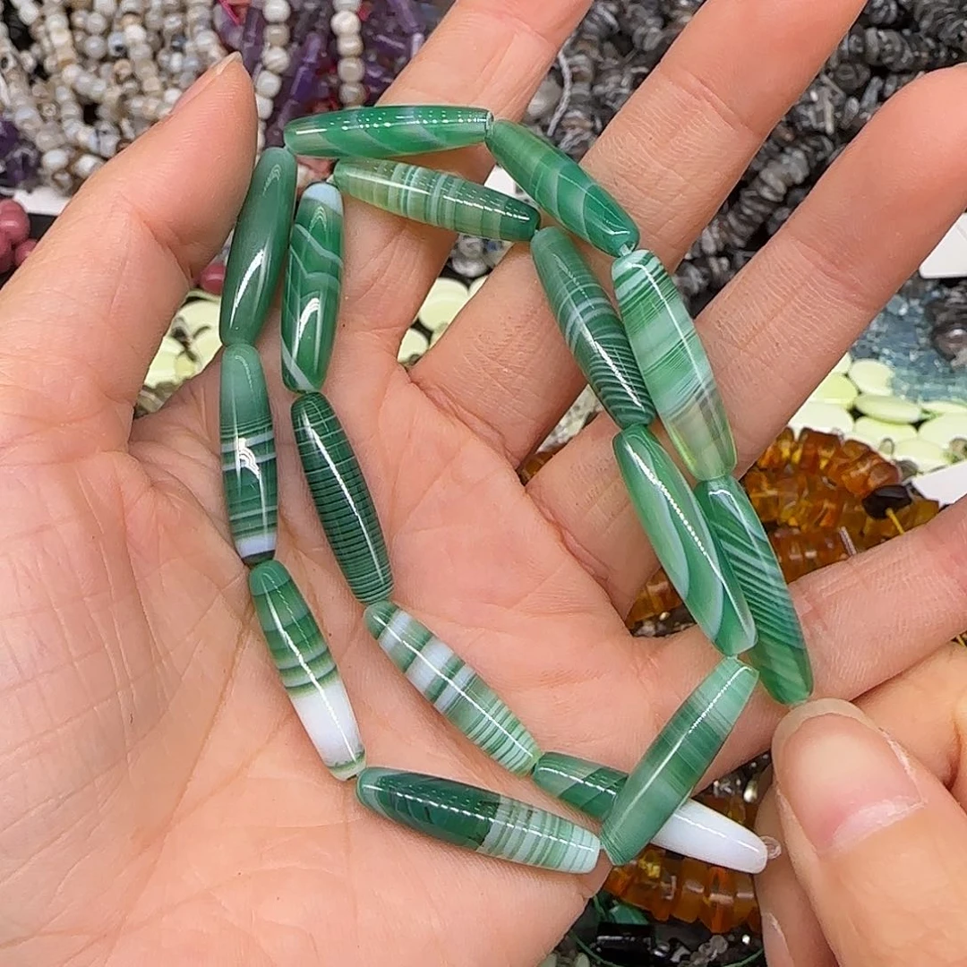 玛瑙/玉髓合金珠宝半成品绿玛瑙6-24mm一条