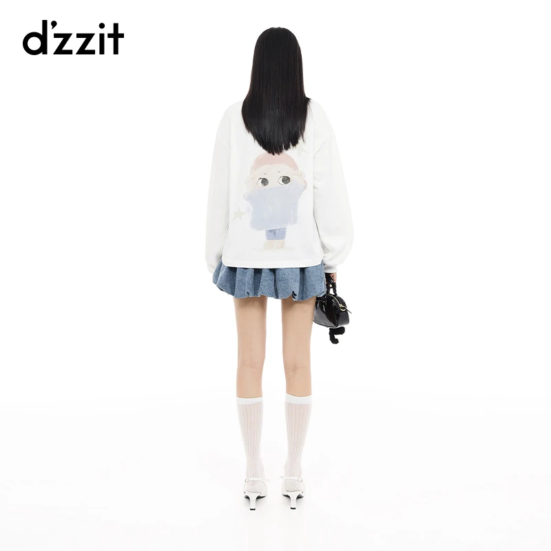 【泡泡玛特联名系列】dzzit地素长袖T恤25春新款情绪T上衣女3J1B506