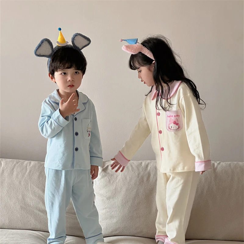 梵米蒂2025秋冬儿童家居服手板印花男女宝宝可爱长袖套装打底0303