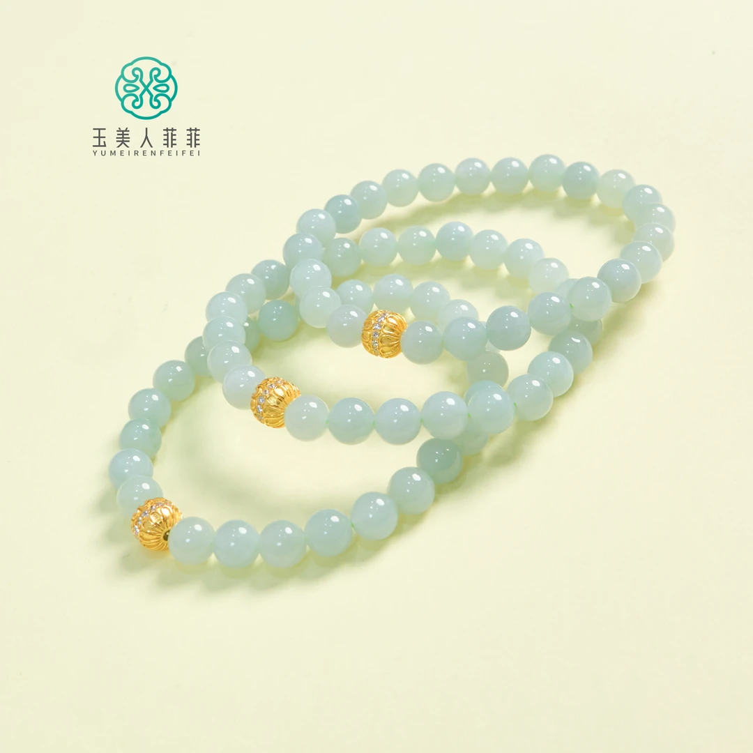 石惑珠宝@翡翠单圈圆珠手串约6mm/多样性发一