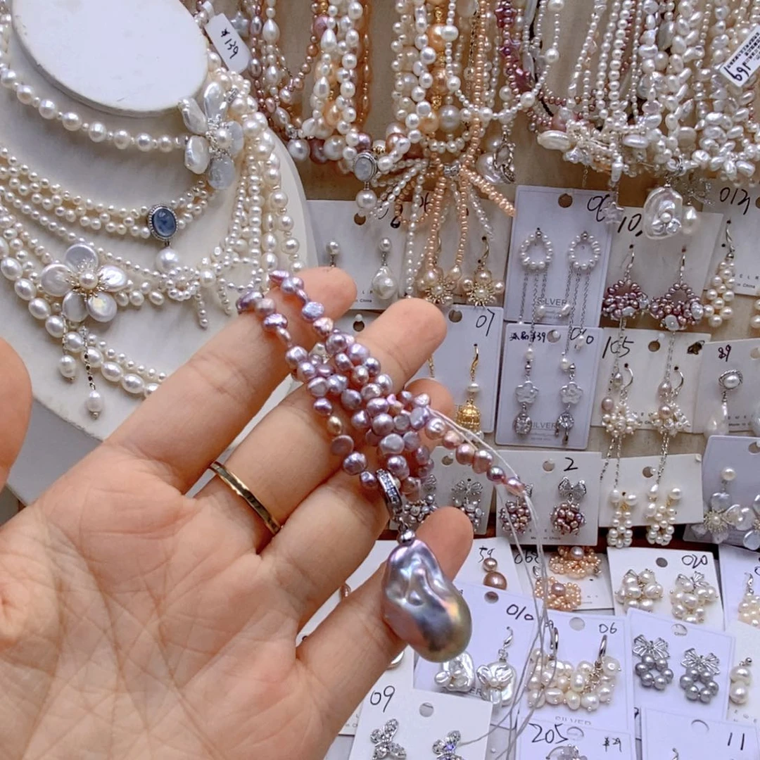 银S925镶嵌淡水珍珠耳饰淡**香