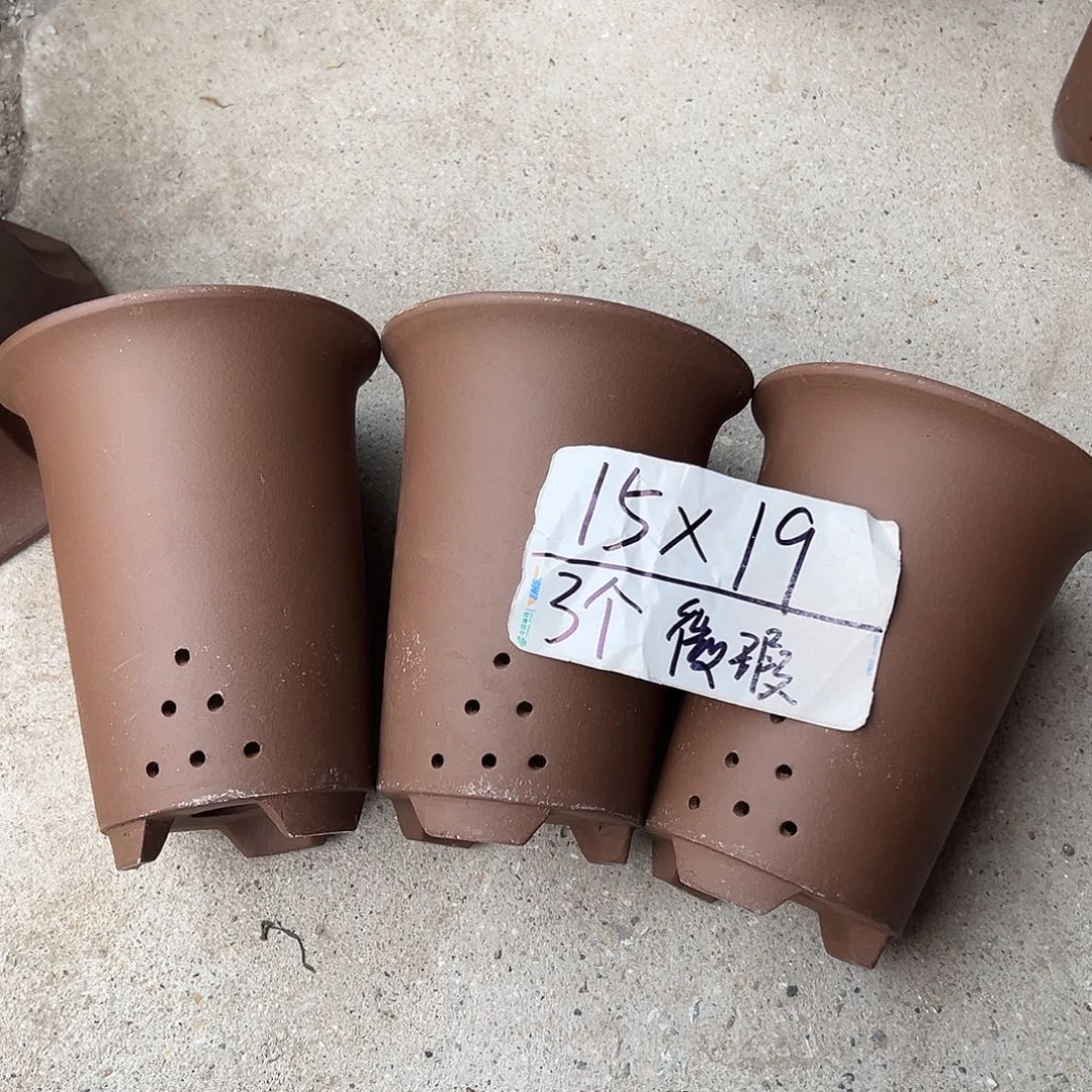 紫砂花盆宜兴紫砂花盆3只